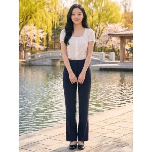 [올리비아하슬러]  네이비 이밴드 부츠컷 팬츠 OHCSPT201