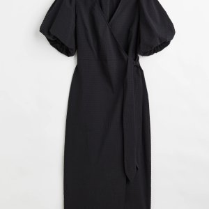 에이치앤엠 퍼프 랩 드레스 Puffsleeved wrap dress 1088400001