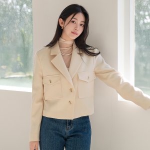 여성 크롭 트위드 카라 자켓 봄 간절기 아우터
