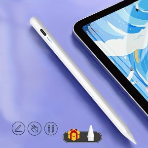iPad 2018-2024용 터치스크린 기능, 손바닥 거부, 틸트 컨트롤, 자성 부착, 충전식 리튬 폴리머 배터리, USB 충전을 갖춘 액티브 펜슬. 모든 경우에 이상적인