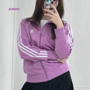아디다스 오리지널 아디컬러 클래식 루즈 파이어버드 트랙탑 후드 저지 핑크 퍼플  여성