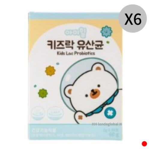 <b>아이힐</b> 키즈락 유산균 비타민D 아연 <b>장</b> 건강 30포 X6