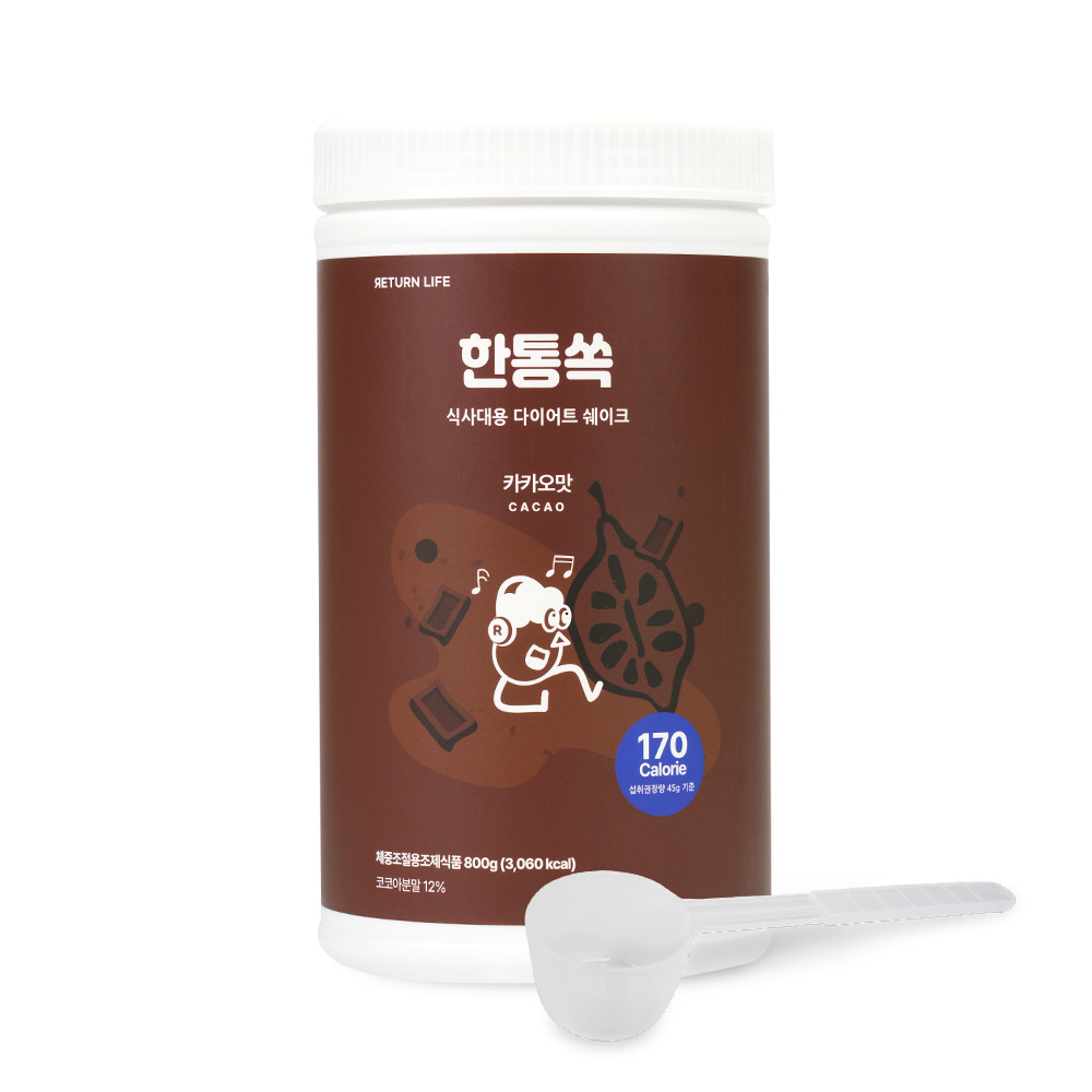 한국네츄럴팜 리턴라이프 한통쏙 식사대용 다이어트 쉐이크 <b>카카오맛</b> , 800g, 1개
