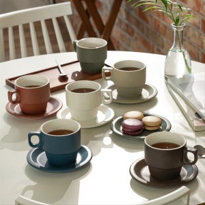 엔틱 스택 커피잔세트 300ml 라떼잔 6세트, mano(마노)