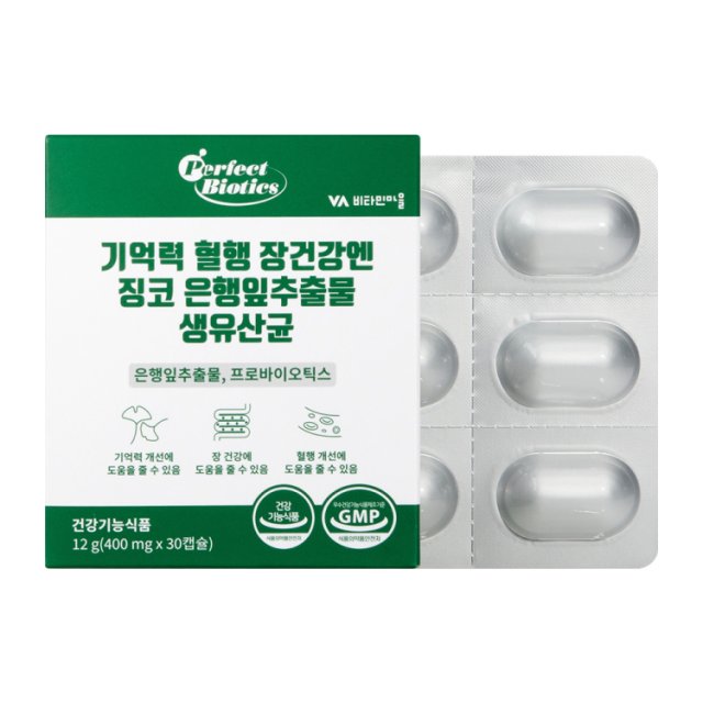 기억력 혈행 장건강엔 징코 은행잎추출물 생유산균