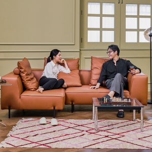 포네 3.5인 오픈코너 모듈 전체 내추럴가죽 소파