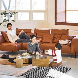 포네 4인 오픈코너 모듈 전체 내추럴가죽 소파