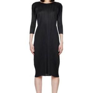 플리츠플리즈 블랙 먼슬리 컬러 준 미디 드레스 이세이미야케 원피스