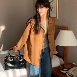 [앳코너] [BEST][스웨이드] 하프 자켓 카멜 AEJU5A4L5CM