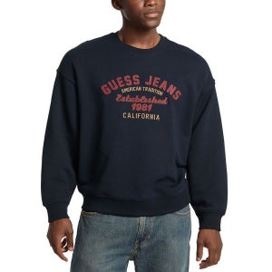 게스 남성 릴렉스 핏 빈티지 롱 슬리브 로고 그래픽 스웻셔츠 Men s Relaxed Fit Vintage Long Sleeve Logo Graphic Sweatshirt 1976