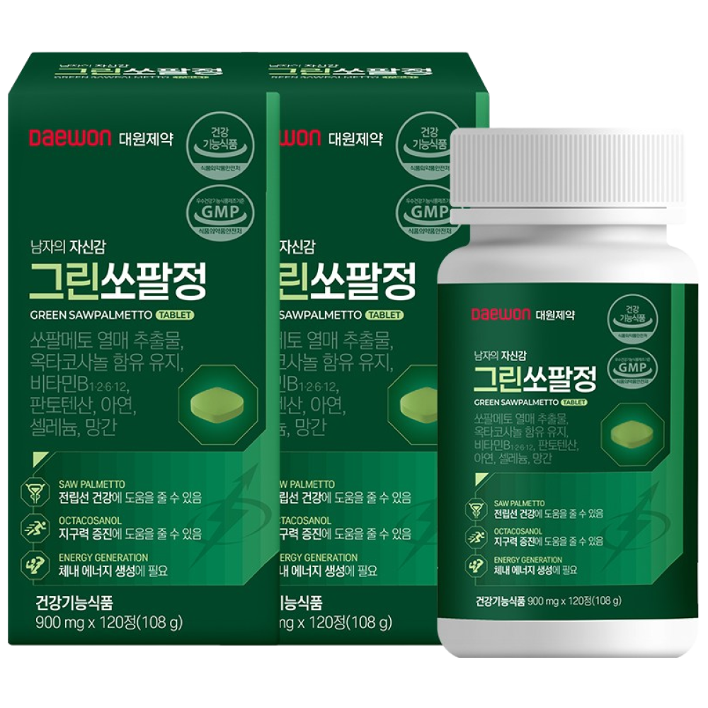 대원제약 그린쏘팔정 <b>옥타코사놀</b> 비타민B 아연 망간 셀레늄  120정  2박스