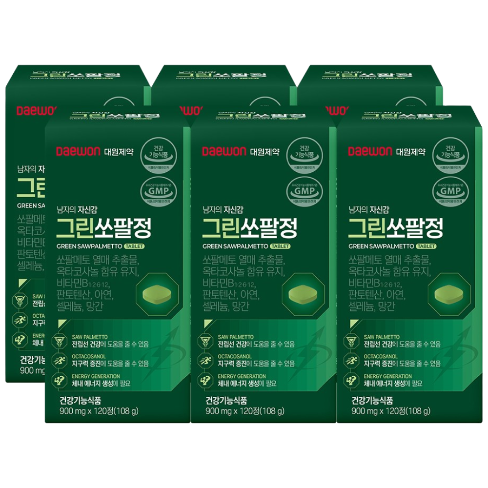 대원제약 그린쏘팔정 <b>옥타코사놀</b> 비타민B 아연 망간 셀레늄  120정  6박스
