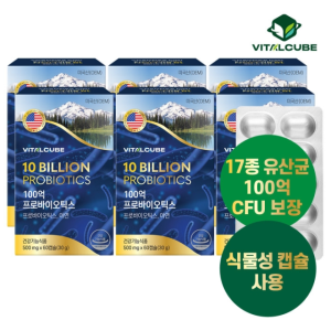 <b>바이탈큐브</b> <b>바이탈큐브</b> 100억 프로바이오틱스 유산균 60캡슐x6개(12개월)