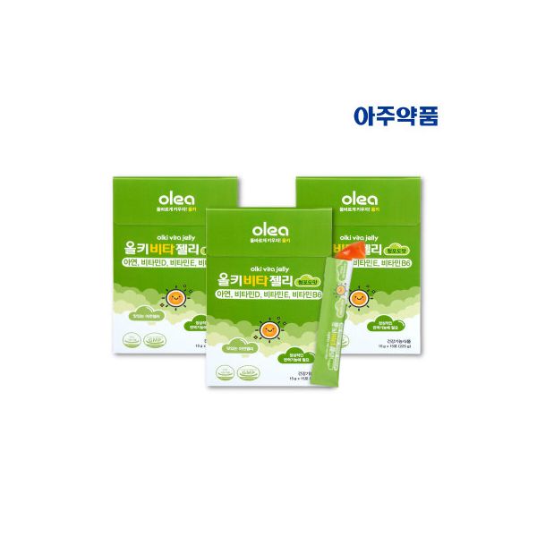 <b>아주약품</b> 올키 비타젤리 사과맛 3박스 어린이 멀티비타민 <b>아연</b> 비타민D  225g