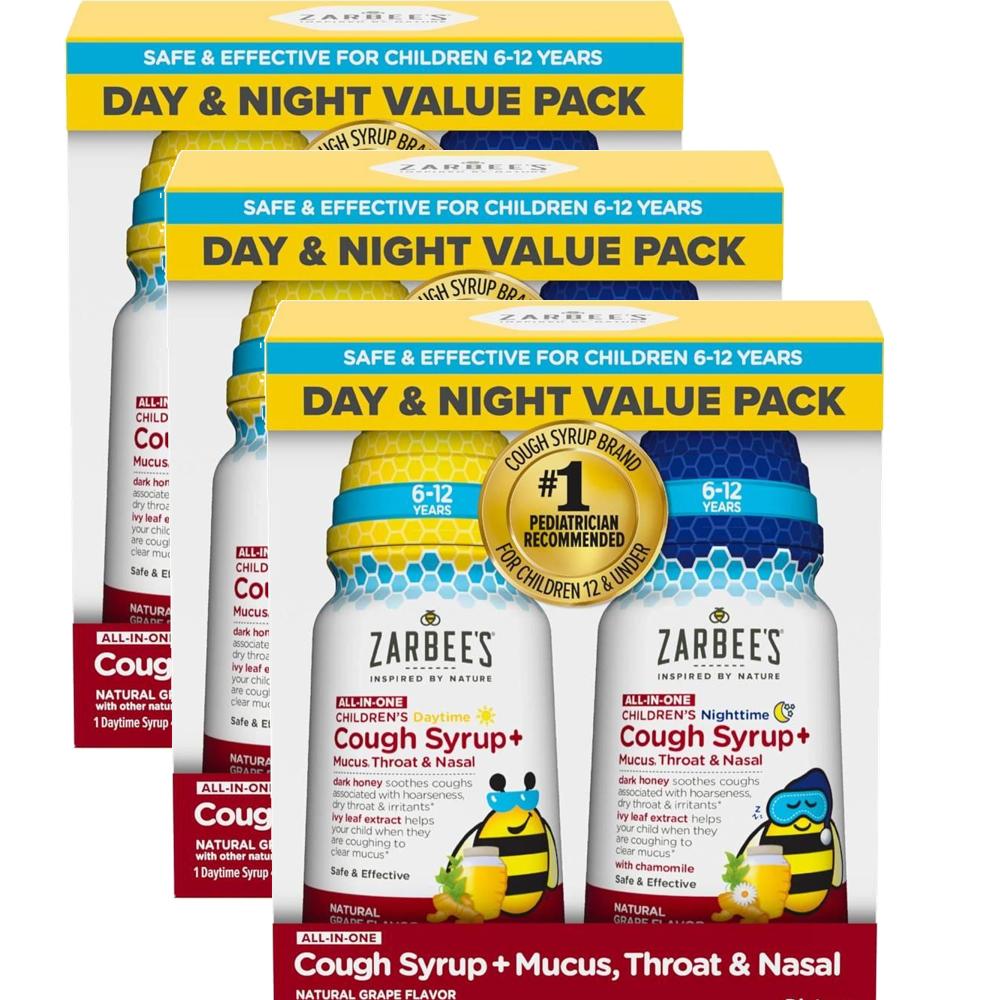 자비스 어린이 올인원 <b>코프</b> 시럽 데이<b>타임</b> <b>앤</b> <b>나이트타임</b> Zarbees Cough Syrup  3세트  236ml
