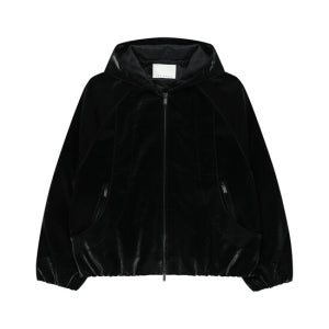 언지미크 Glossy Hooded Jacket (Black)
