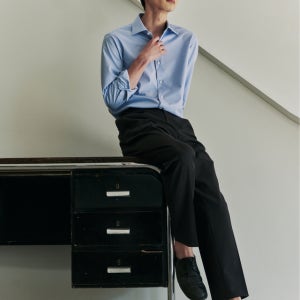 [마에스트로 남성] 다크네이비 울 블렌드 비즈니스 셋업 팬츠 (One Pleated Tapered Fit) MAPA5A901N3
