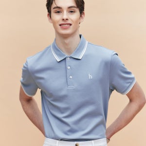[헤지스 남성] 헤지스 AIRY TWILL 더블 팁 배색 카라 티셔츠 105 HZTS5B437B1