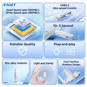 EAGET 듀얼 USB C 플래시 드라이브