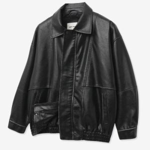 [레이디 볼륨] 9181 빈티지 워싱 레더 오버핏 자켓 (BLACK) 5009120800