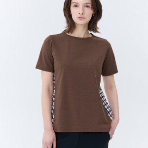닥스 골프 여성 스테디셀러 멜란지 체크 백 반팔티셔츠 WNTS4B905W3
