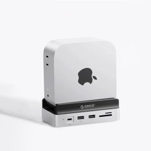 오리코 Mac Mini M4/M4 Pro 스탠드 거치대 미니 PC 액세서리 10 in 1 도크 M.2 하드케이스 고효율 방열 브라켓