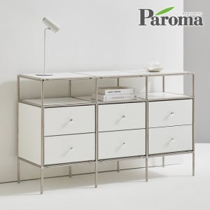 파로마 엘로디 미드센추리 모던 모듈 철제 1200 6단 TV 수납 높은 거실장 강화 유리