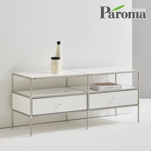 파로마 엘로디 미드센추리 모던 모듈 철제 1200 TV 수납 거실장 강화유리 / LPM