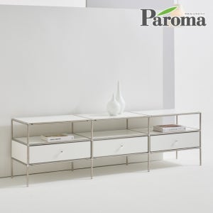 파로마 엘로디 미드센추리 모던 모듈 철제 1800 TV 수납 거실장 강화 유리