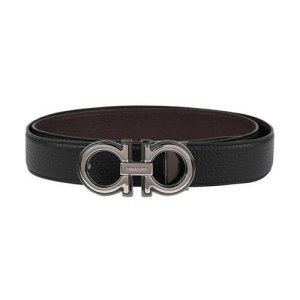 페라가모 간치니 로고 리버시블 레더 벨트 67-A254 NERO+HICORY 734227