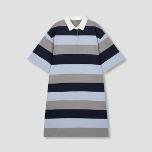 [자주] 여 럭비 반팔 원피스 - 블루 (J135201113)