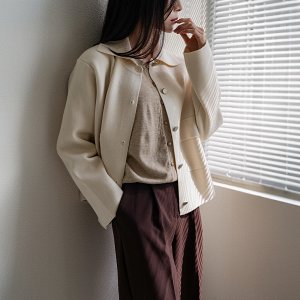 여성 카라 니트 자켓 봄 간절기 가을 코디