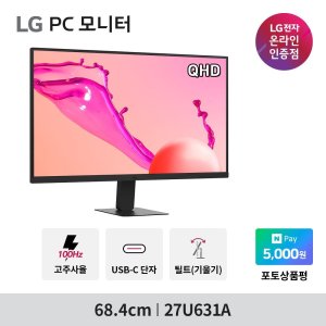 LG전자 27U631A 68.4cm(27인치) 100Hz IPS QHD 모니터 USB-C PD충전 컴퓨터모니터