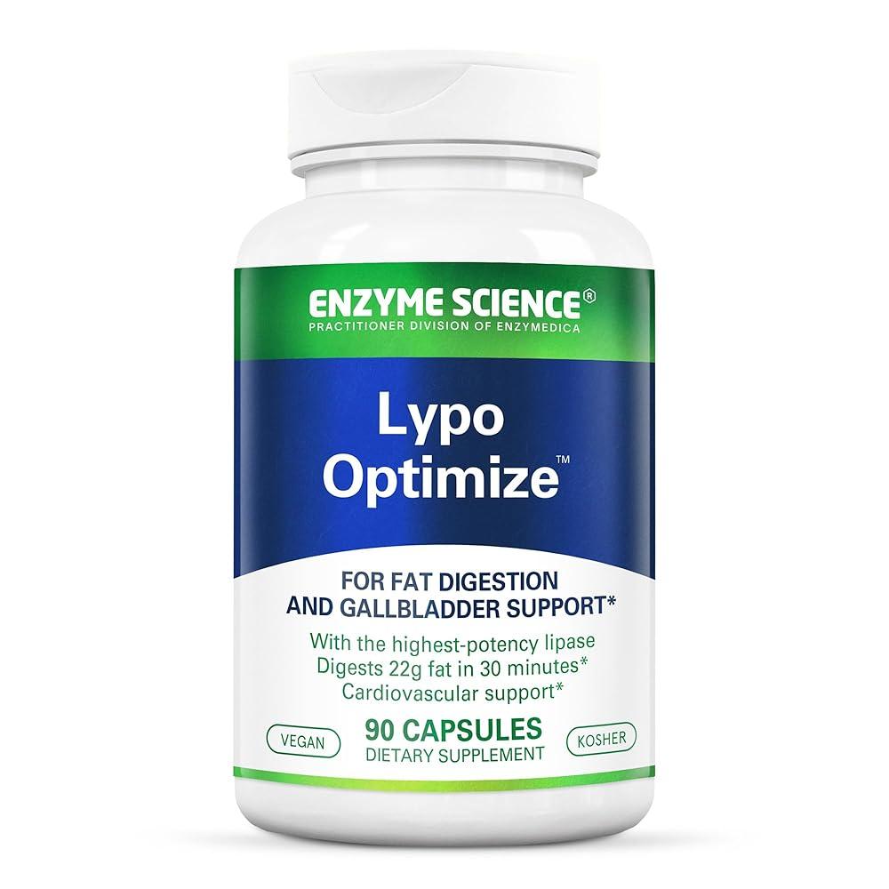 Enzyme <b>Science</b> Lypo Optimize 90캡슐 - 천연 효소 보충제 담낭 췌장 및 간을 위한 소화 지원 <b>지방</b> 비건 코셔  Enzyme <b>Science</b> Lypo Opti