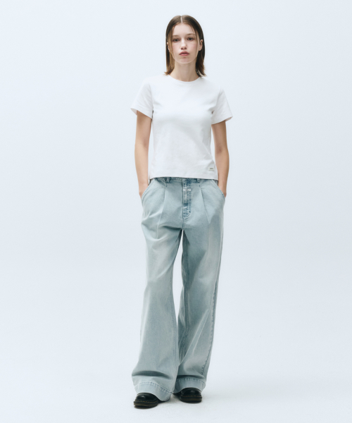 [마리떼 프랑소와 저버] W LOW-WAIST TUCK WIDE DENIM PANTS light blue MFG46CDP104LBL