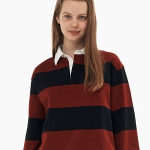 싱킹디퍼 Stripe Rugby T-Shirt / Red