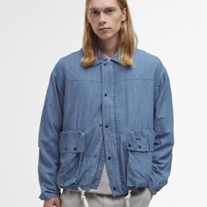 [바버] [BEST SALE]남성 블루 Duham Chambray 캐주얼 자켓 URJU5E016B2