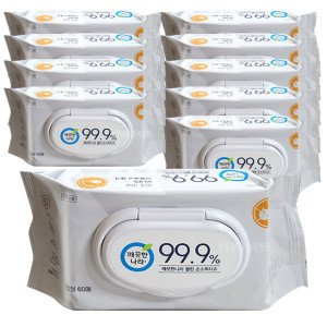 깨끗한나라 깨끗한나라 99.9% 클린 손소독티슈 캡 60매 x10개 (주성분:에탄올)