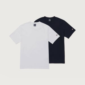 [챔피온] 베이직 반팔 티셔츠 2팩 White/Navy CKTS5E900WT