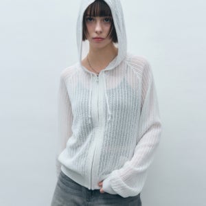 [몽돌] 크로쉐 니트 후드 집업 아이보리 MDCD040IVORY MDCD040IVORY