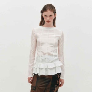 [킴지수] Glossy Frill Top _ WHITE KBESTP001-WH
