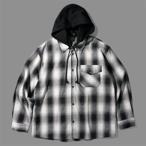 [에즈카톤] 스크린 후드 체크셔츠 KMLS6865