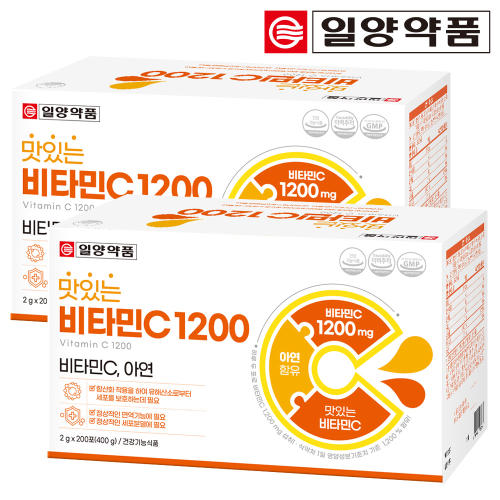 <b>일양약품</b> 맛있는 <b>비타민C</b> 1200 대용량 200포 X 2박스 아연 <b>비타민</b>씨 분말 가루 스틱