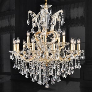 카리노 16등 샹들리에 / 선연장 샹들리에 크리스탈조명 크리스탈등 앤틱조명 도자기샹들리에