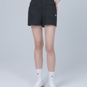 더블플래그 여성 체형커버 여성 린넨라이크 허리밴드 포인트 하프 팬츠 DWPA5B412BK