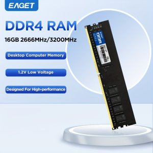 데스크탑용 EAGET 16GB DDR4 RAM 모듈 - 고속 2666Mhz/3200Mhz, 인텔 및 AMD 시스템 호환, 1.2V 저전압, 블랙 PC4 메모리 스틱, 방열판 디자인
