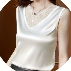 레이디스 레이스 캐미 탱크탑 - 루즈핏 빈티지 스타일 언더레이어, 세련된 룩을 위한
