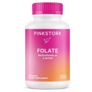 Pink Stork <b>엽산</b> folate 600mcg x 60베지캡슐 임산부를 위한 인공 <b>엽산</b> 아닌 FOLATE 형태