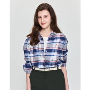 헤지스레이디스 헤지스 헤지스 여성 린넨 긴팔 체크 HSSH5B311B2