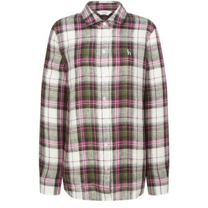 [헤지스 여성] 헤지스레이디스 린넨 긴팔 체크 카키 HSSH5B311K2